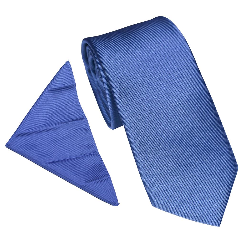 SPECIAL OFFER - PLAIN POLY TWILL TIE SET - BLUE