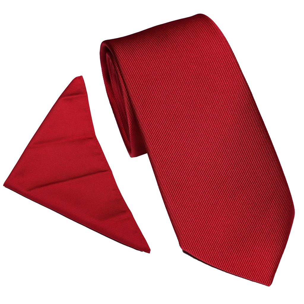 SPECIAL OFFER - PLAIN POLY TWILL TIE SET - RUBY 