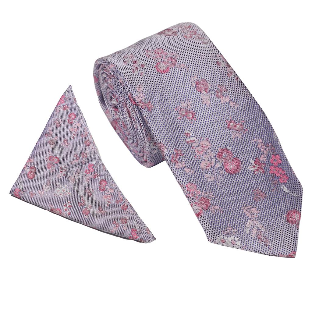 WIDE TEXT FLORAL SET - SILVER/PINK
