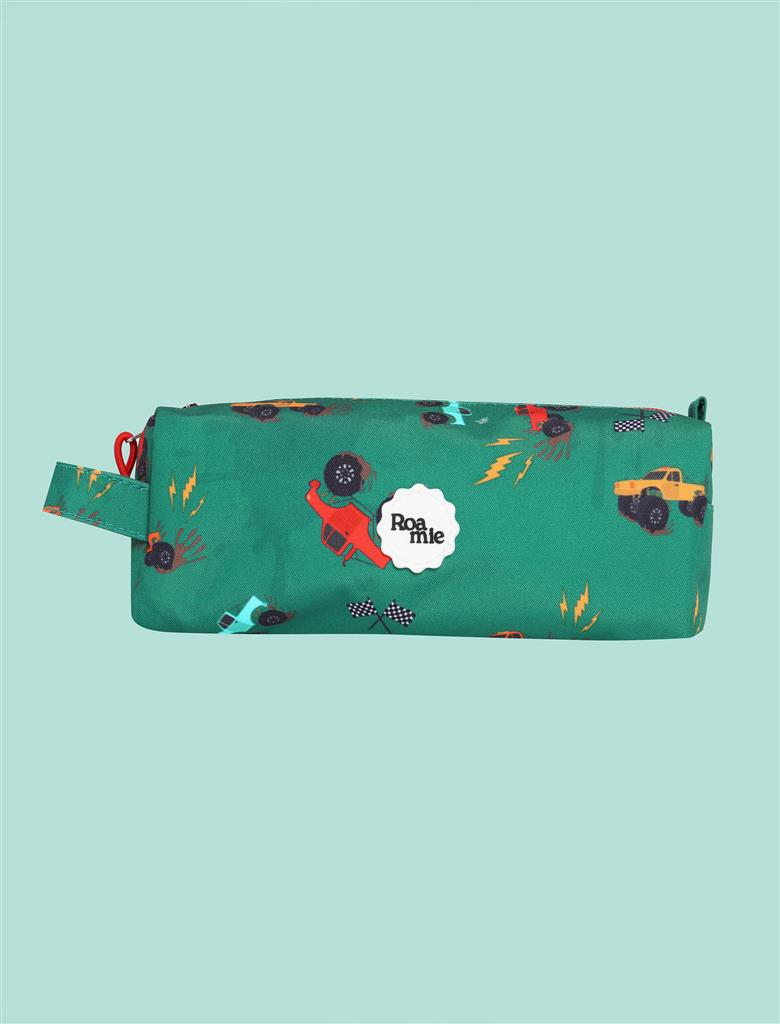 ROAMIE kids recycled school pencil case in Monster Trucks