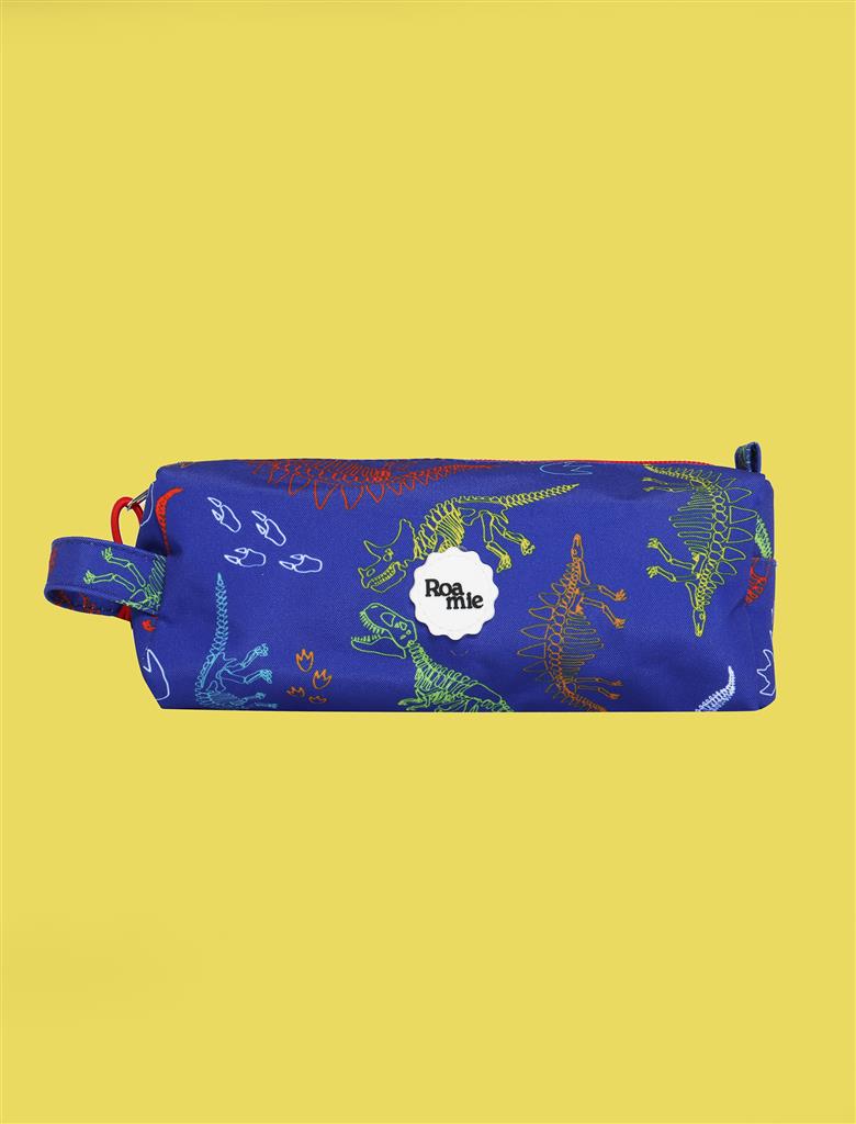 ROAMIE kids recycled school pencil case in Dinosaur Skeletons