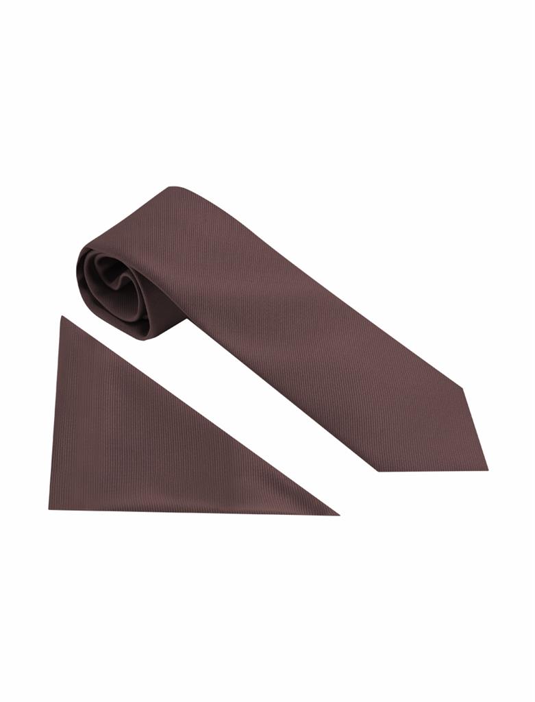 PLAIN POLY TWILL TIE SET - CAPPUCCINO