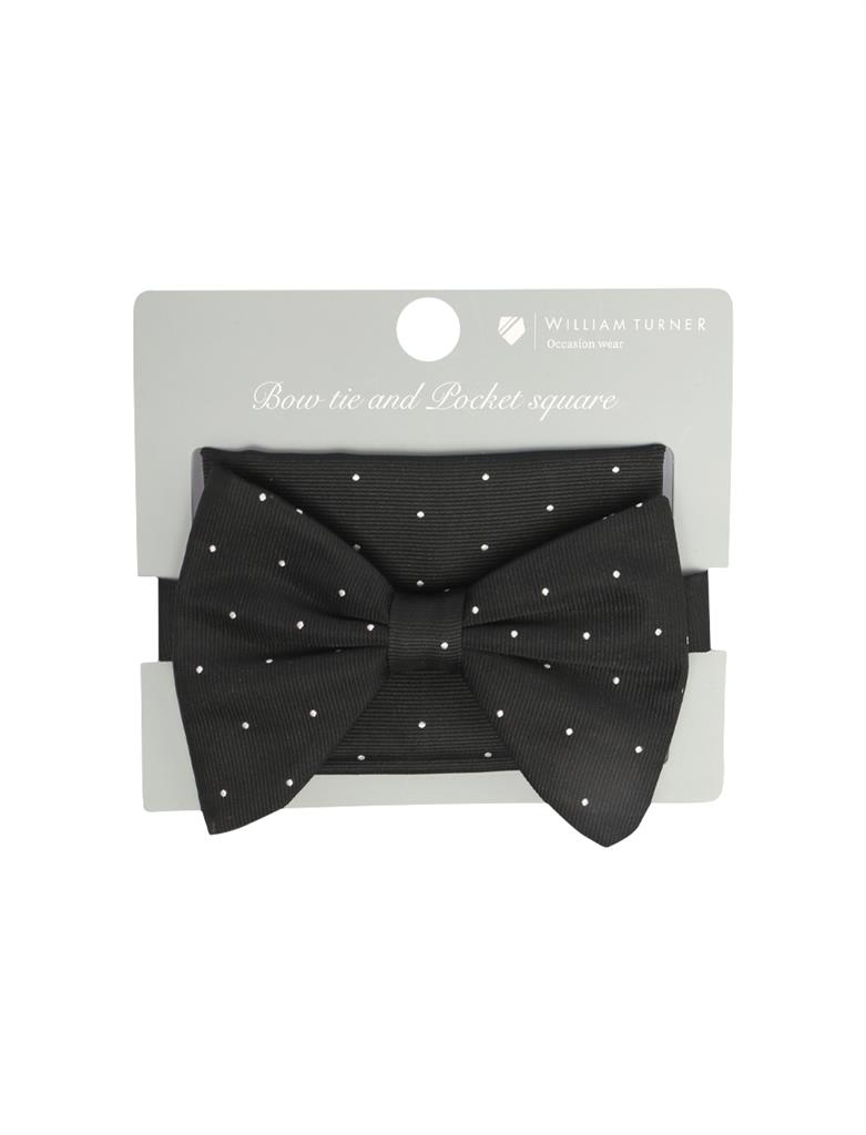 TEAR DROP PIN SPOT BOW TIE SET - BLACK
