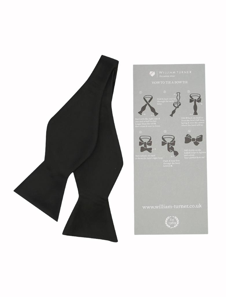 SELF TIE POLY SATIN BOW - BLACK