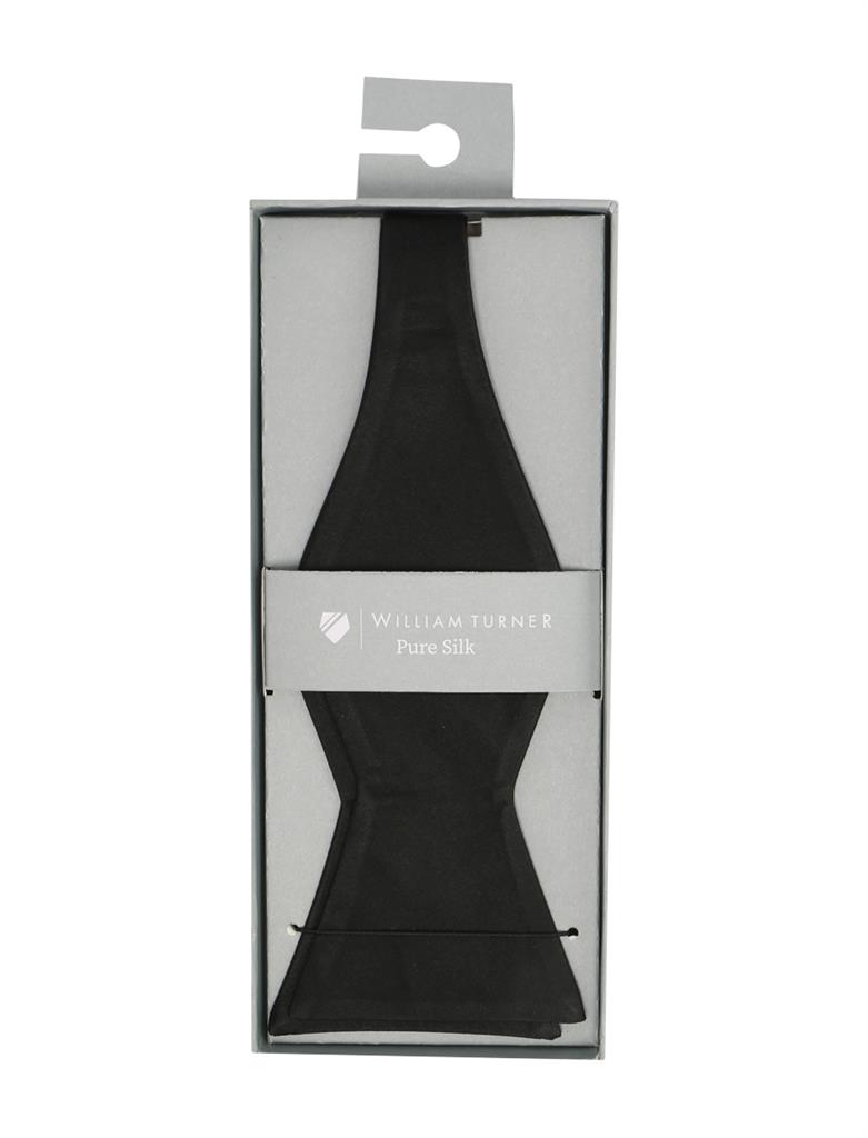 SELF TIE SILK SATIN BOW - BLACK