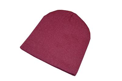 RIBBED KNITTED BEANIE HAT - MAROON