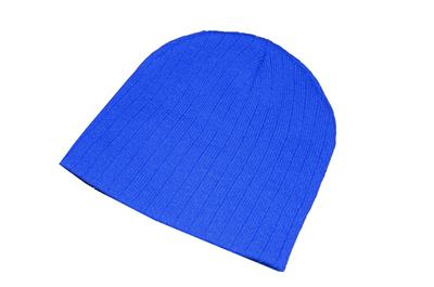 RIBBED KNITTED BEANIE HAT - ROYAL