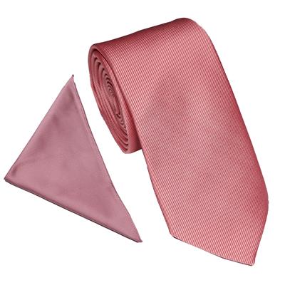 SPECIAL OFFER - PLAIN POLY TWILL TIE SET - SALMON