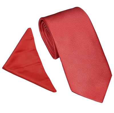 SPECIAL OFFER - PLAIN POLY TWILL TIE SET - CORAL