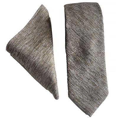MELANGE TWEED TIE SET - STONE
