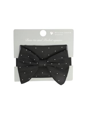TEAR DROP PIN SPOT BOW TIE SET - BLACK