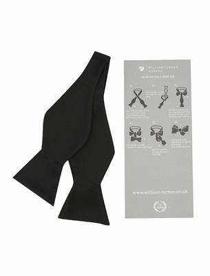 SELF TIE POLY SATIN BOW - BLACK