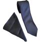 PLAIN POLY SATIN TIE SET- NAVY 