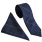 CHECK FLANNEL TIE SET - NAVY/TAN